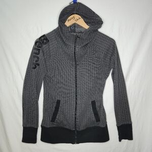 Bench Men's Black Gray Hooded Jacket With Front Zipper Size Medium